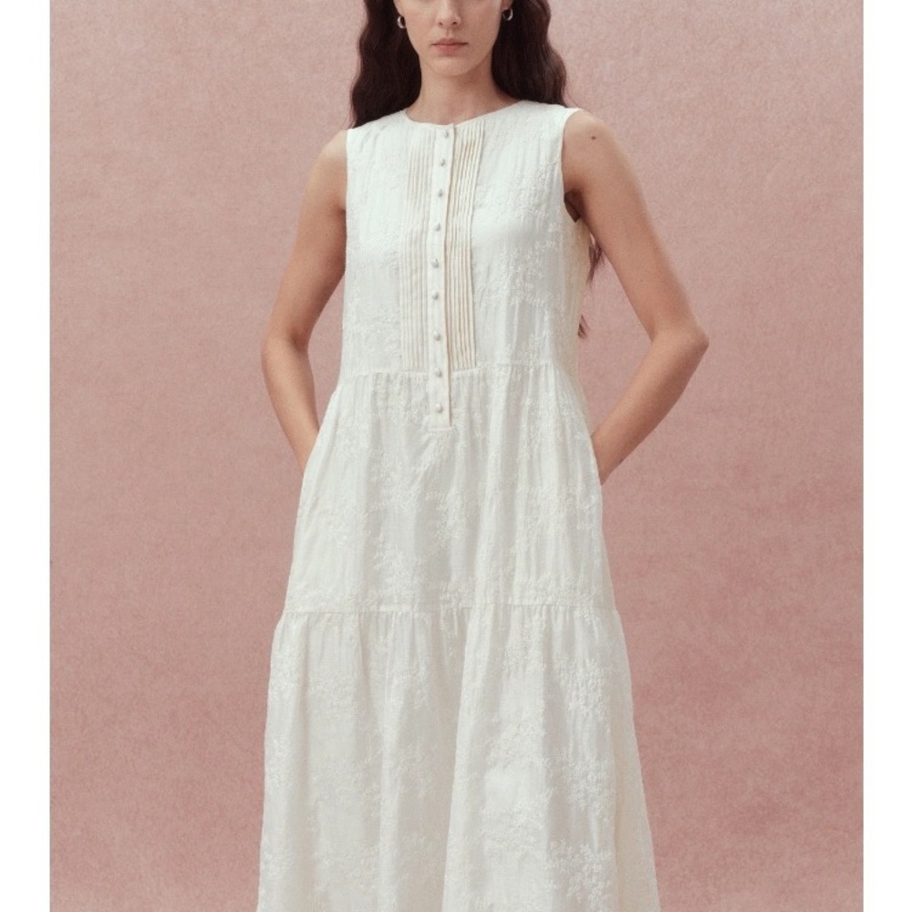 White Tiered Sleeveless Maxi Sundress